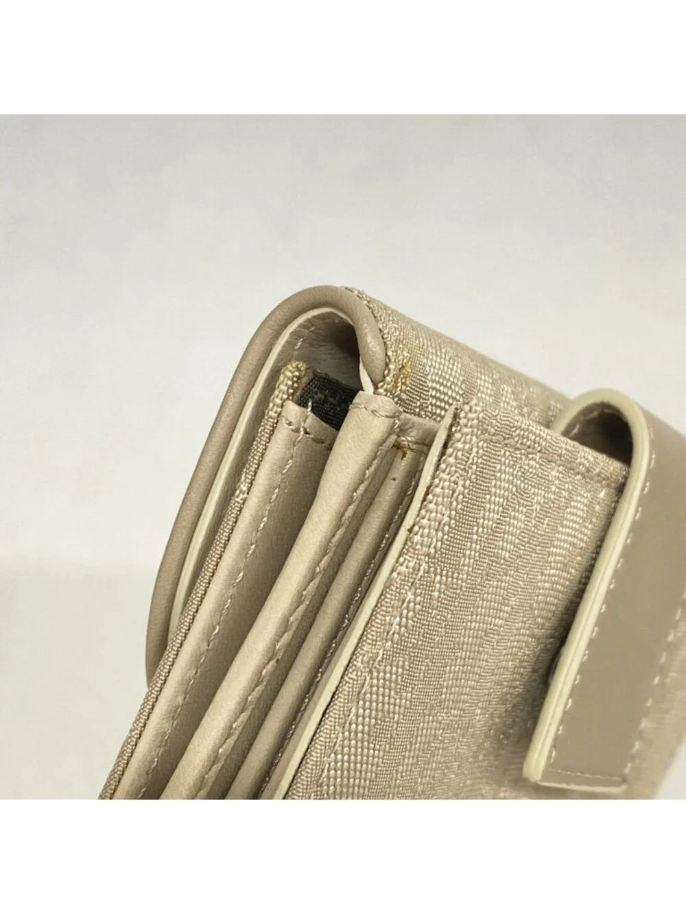Dior Wallet Trotter Nylon Beige Silver